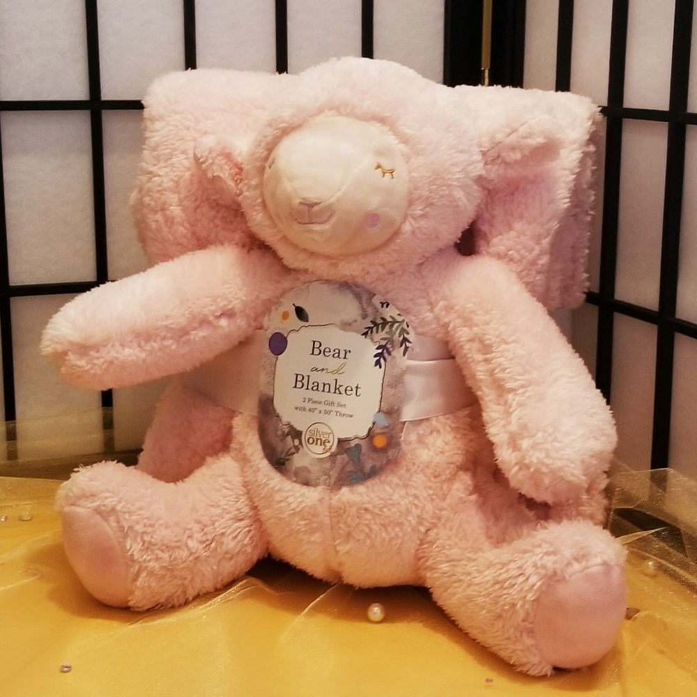 Silver One Kids Bear and Blanket - Lamb